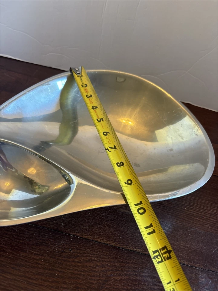 VTG Large 14" Nambe Classic 560 @ 1956 Chip and Dip Serving Bowl MCM Alloy Metal - Image 4 of 4