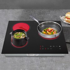 24" 3-Burner Built-in Electric Cooktop Ceramic Stove Top Touch Timing 110V 2600W