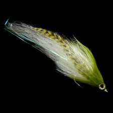 Mutator Minnow Fly Pattern, Olive/White (Bass / Pike / Musky) 406Flies