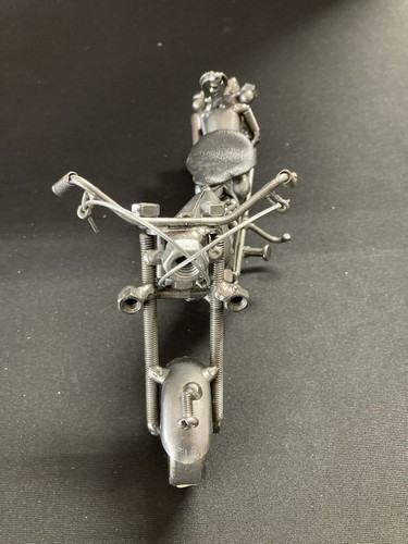 Homemade Chopper Motorcycle Scrap Art Uses Scrap Hardware W/ Bearing Wheels - Picture 5 of 9