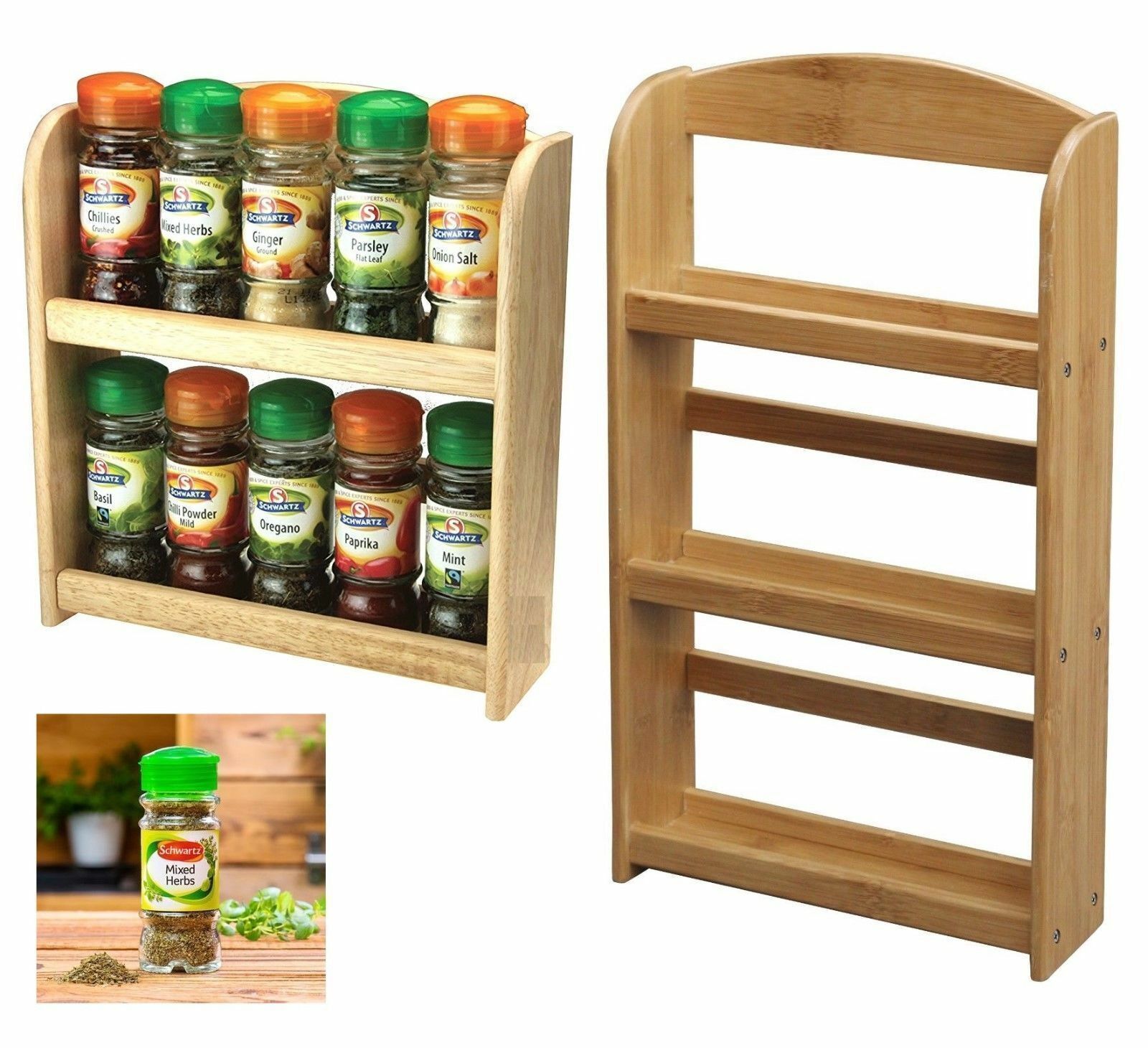 3-Tier Bamboo Spice Rack, 15.74″ L X 5.11″ W X 16.53″ H, Wood Spice Jars  Holder