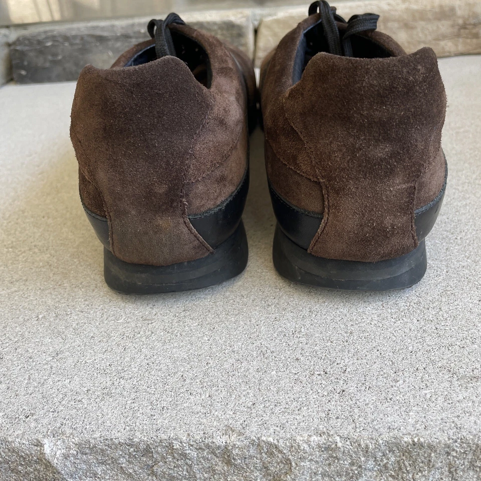 Zapatos Ermenegildo Zegna Gamuza Cuero Parte Superior Baja Con Cordones Marrón Para Hombre Talla US 12 Foto 4 de 4