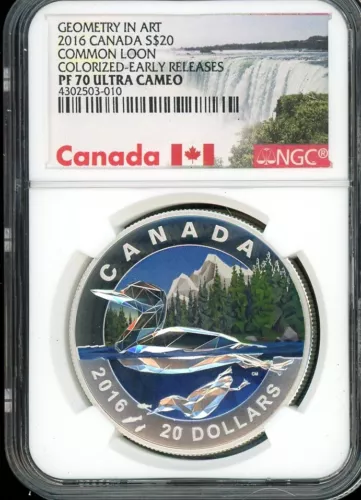 2016 CANADA GEOMETRY IN ART COMMON LOON SILVER NGC PF70UCAM CERT #4302503-010