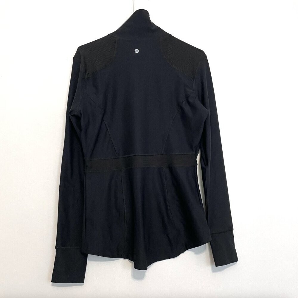 APANA Solid Black Full Zip Collared Thumbholes Ac… - image 12