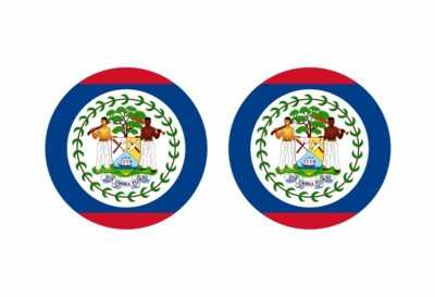 2X Round Sticker Badge Flag BELIZE