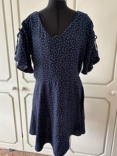 Mango Blue Polka Dot Dress Size Large