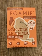 Foamie Shower Body Bar Papaya & Oat Milk 2.8oz / 80g New in Box