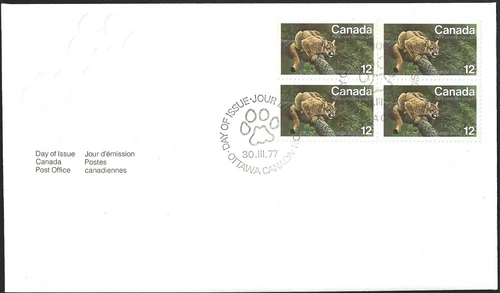 🍁Canada  #732  Block    "EASTERN COUGAR"      Brand New   1977 First Day Cover