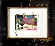 Abstrakte Komposition. [Signiertes Original-Aquarell ].