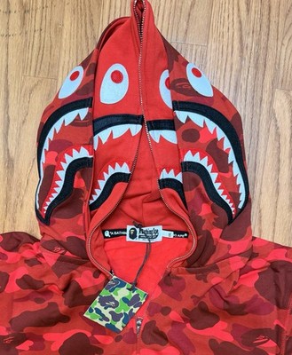 BAPE SHARK WGM FULL ZIP HOODIE COLOR RED SIZE 2XL | eBay