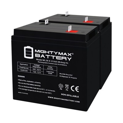 Mighty Max 6V, 36Ah, AGM, NB Terminal, Replaces Emergi-Lite 80201 - 2 Pack