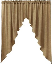 Burlap Look Swag Curtains Soft Half Window Rustic Natural Tan Kitchen Curtains