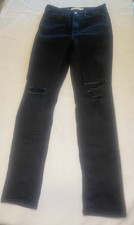 Levi  s 721 High Rise Skinny Black Jeans With Distressed Knees Size 27. 0062