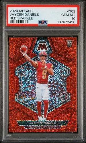 2024 PANINI MOSAIC RED SPARKLE #302 JAYDEN DANIELS PSA 10