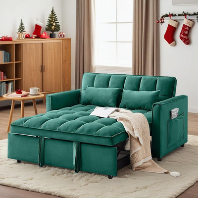 3-in-1 Sleeper Sofa Bed with Side Pocket for Living Room and Small Spaces