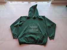 Vtg 90s Adidas Hoodie Forrest Green Sz L Oversized Boxy 27/27 Faded Distressed