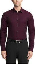 Calvin Klein Mens Steel Plus Regular Fit Dress Shirt in Deep Merloy Medium