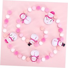 8.2Ft Christmas Felt Banner Hanging Garland Cute 3D Snowman Pink White Pom