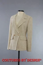 St John Knits Double Breasted Gold Shimmer Tweed Jacket Size 14 NWT MSRP $1295