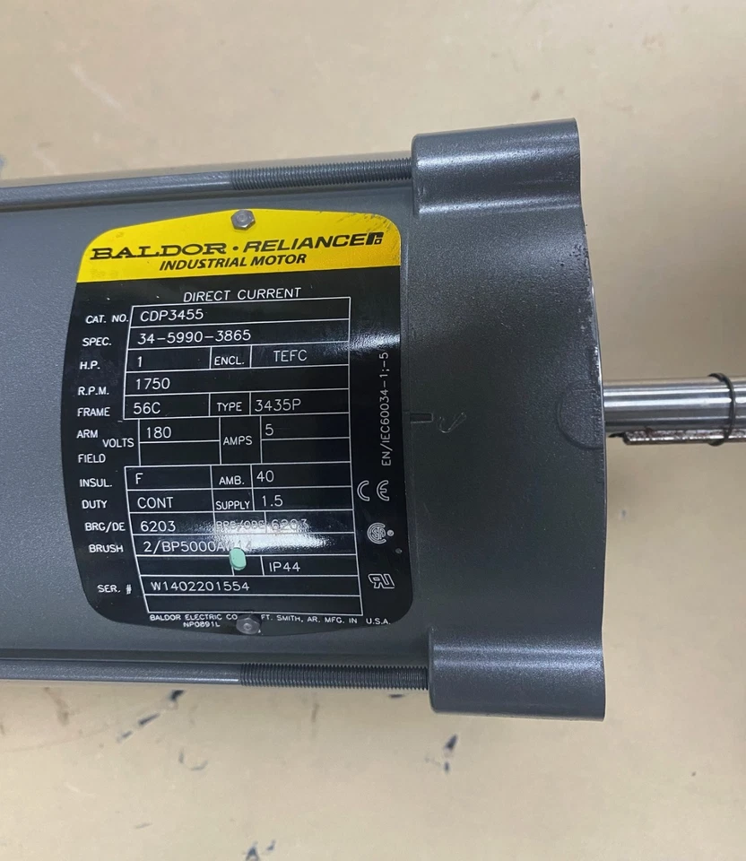 BALDOR CDP3455 DC PERMANENT MAGNET MOTOR 1 HP 1750 RPM NEW NO PKG - Image 2 of 4