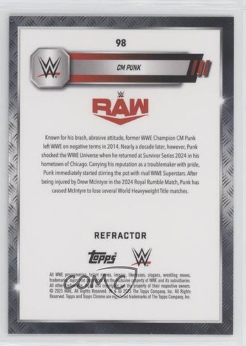 2025 Topps Chrome WWE Refractor CM Punk #98 1d2q - Picture 2 of 3