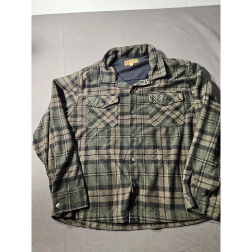 BC Clothing Heritage Mens XL Green Plaid Waffle Knit Lined Shirt Jacket Shacket - product listing photo