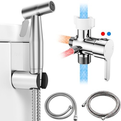 Hot and Cold Handheld Bidet Sprayer for Toilet, Warm Water Bidet with Adjustable