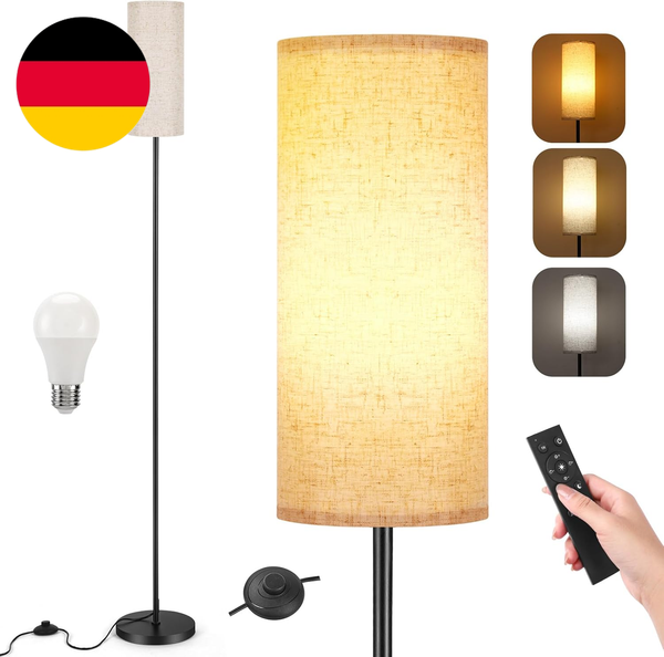 Stehlampe Wohnzimmer Dimmbar Mit Beige Lampenschirm, 171.5Cm Moderne Stehleuchte-image