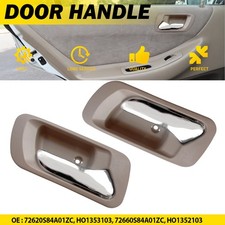 Pair Door Handle Inner Indoor Rear Left Right Beige For 1998-2002 Honda Accord