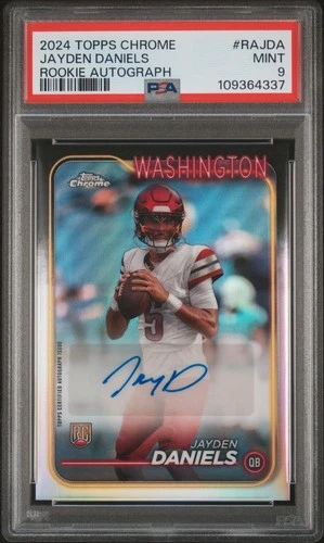 2024 TOPPS CHROME JAYDEN DANIELS REFRACTOR ROOKIE AUTO AUTOGRAPH PSA 9!