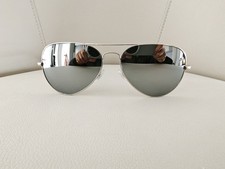 RAY-BAN RB3025, Aviator Sunglasses Silver Frame 58mm Silver Lens