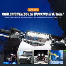 60W Motorcycle LED Headlight Light Bar Kit with Mounting Bracket Switch Wiring