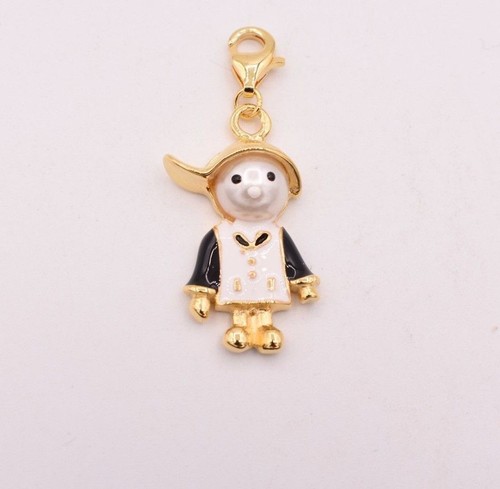 Baby Boy Charm Enamel Pearl Lobster Clasp Bracelet Pendant Silver 925 Yellow Hat Baby Boy Charm Enamel Pearl Lobster Clasp Bracelet Pendant Silver 925 Yellow Hat