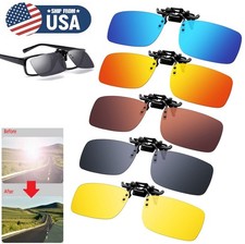 Polarized Flip Up Clip On Sunglasses Unisex UV Protection Fishing Driving USA