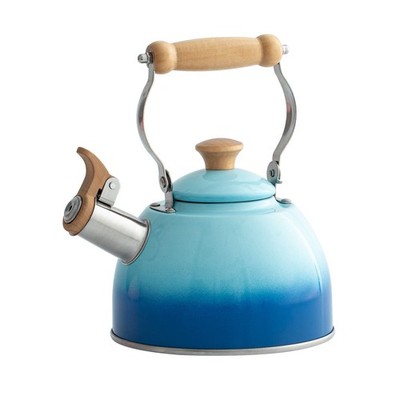 Tea Kettle Ergonomic Handle Food Grade Stainless Steel 1.6 Quart Blue