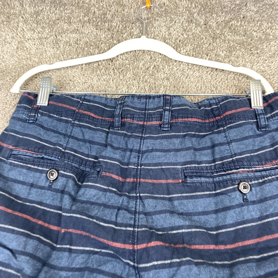 H&M L.O.G.G. Pantalones Cortos Chinos Para Hombre Cintura 32 Azul Marino Rayas Algodón Bolsillo Cortado Foto 4 de 4