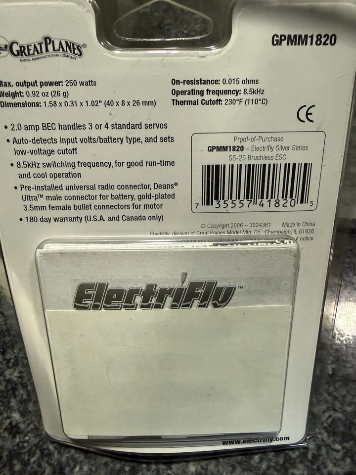 ElectriFly Silver Series 25A Brushless Electronic Speed Controller GPMM1820 - Image 4 of 4