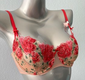 Victoria's Secret Bra Dream Angels Unlined Uplift Beige Floral Underwire Nwt