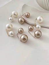 6 Faux Pearl Brooches Set 3 White 3 Champagne For Sweater Shawl Dress