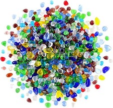 Rainbow Glass Stones, 1Lb/460g Irregular Sea Pebbles Non-Toxic Colorful
