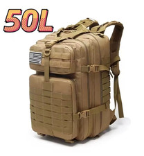 Sac tactique kaki beige  50L – survie randonnée camping pêche chasse outdoor