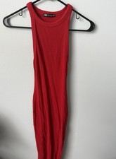 Zara Women’s Bodycon Sleeveless Fashion Dress Stretch Red Size Small