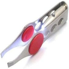 Silver Tweezer With LED Light For Hair Removal Makeup Eyebrow Eyelash Tool