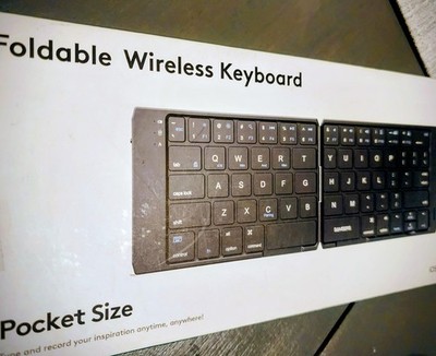 Foldable Wireless Bluetooth Keyboard Gray, Pocket Size- Windows, iOS, Android