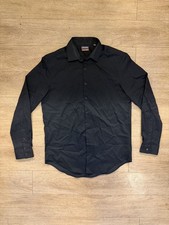 MEN'S Van Heusen LONG SLEEVE SHIRT BLACK SIZE L COLLARED BUTTONS