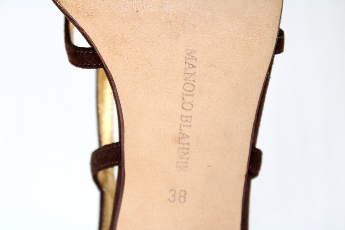 MANOLO BLAHNIK Chocolate Brown Suede Leather Strappy High Heels