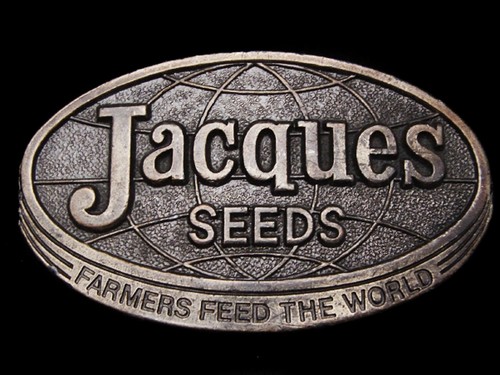 MA11164 VINTAGE 1970s **JACQUES SEEDS** FARMERS FEED THE WORLD BELT BUCKLE