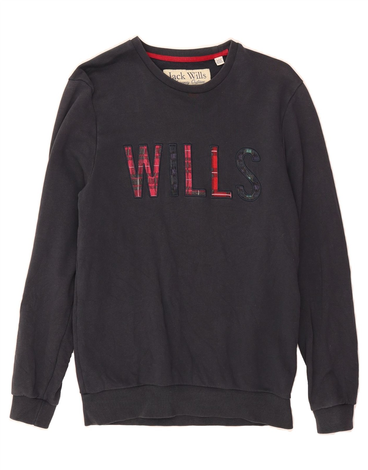 JACK WILLS Mens Graphic Sweatshirt Jumper Small Navy Blue Cotton AQ09