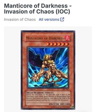 Manticore of Darkness IOC-067 Prices | YuGiOh Invasion of Chaos