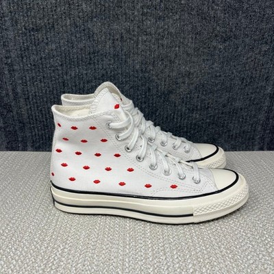 Converse Chuck 70 Embroidered Lips High Love Me White Sneakers Women s 8.5